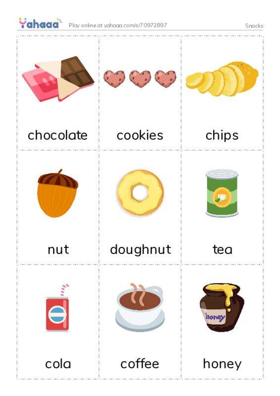 Snacks PDF flaschards with images