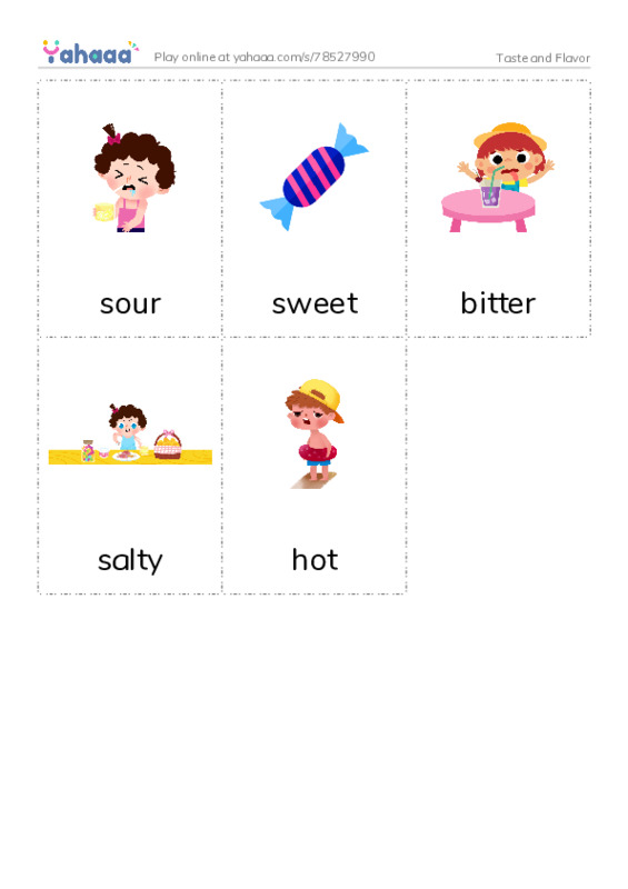 Taste and Flavor PDF flaschards with images