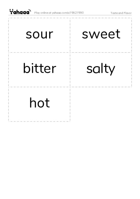 Taste and Flavor PDF two columns flashcards