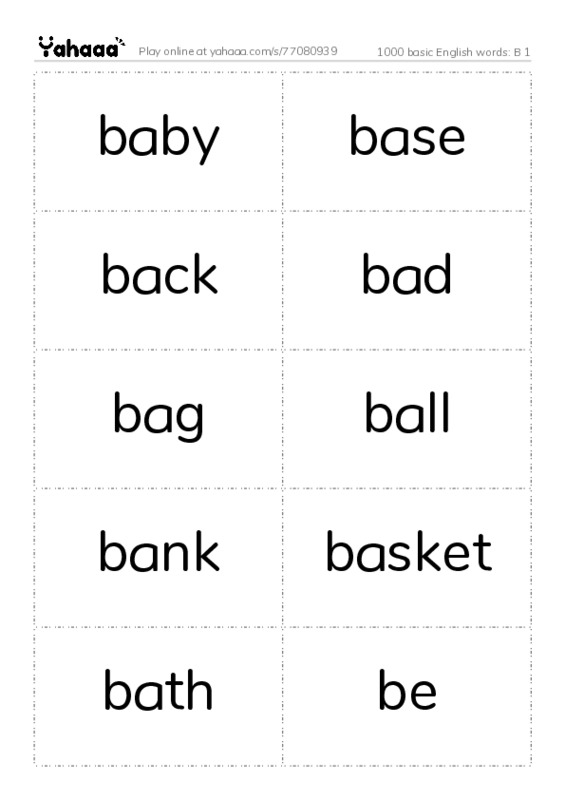 1000 basic English words: B 1 PDF two columns flashcards