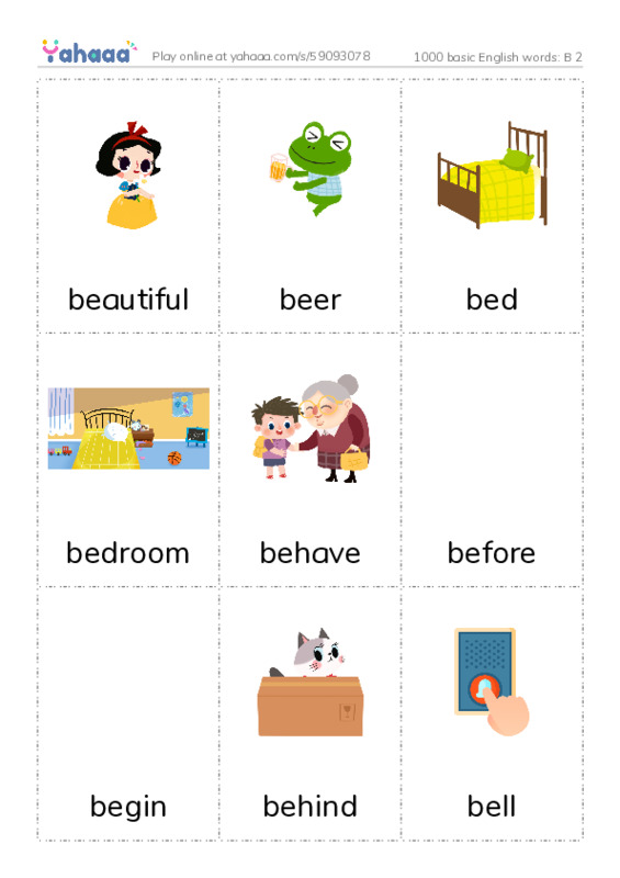 1000 basic English words: B 2 PDF flaschards with images