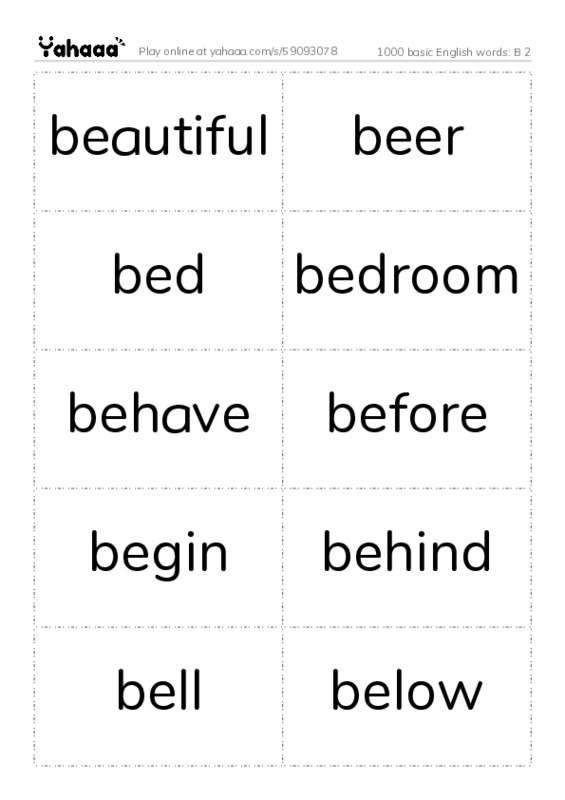 1000 basic English words: B 2 PDF two columns flashcards