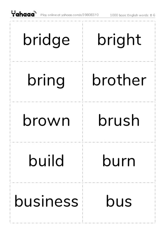 1000 basic English words: B 6 PDF two columns flashcards