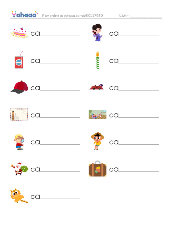1000 basic English words: C 1 PDF worksheet writing row