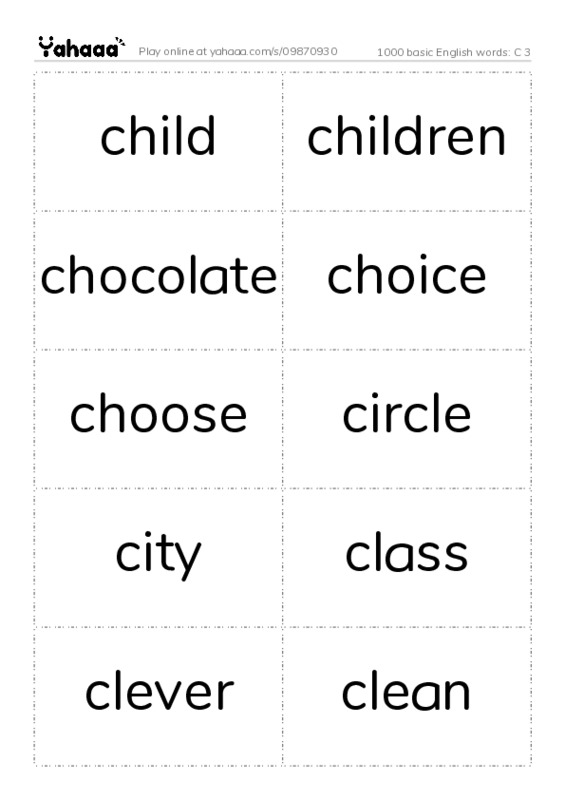 1000 basic English words: C 3 PDF two columns flashcards