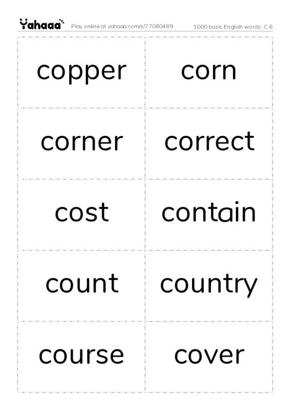 1000 basic English words: C 6 PDF two columns flashcards