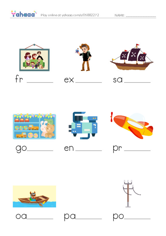 RAZ Vocabulary K: Ships and Boats PDF worksheet to fill in words gaps