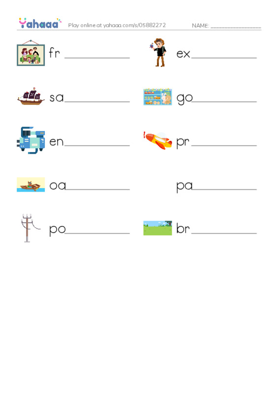 RAZ Vocabulary K: Ships and Boats PDF worksheet writing row