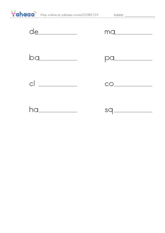 RAZ Vocabulary K: The Squires Bride PDF worksheet writing row