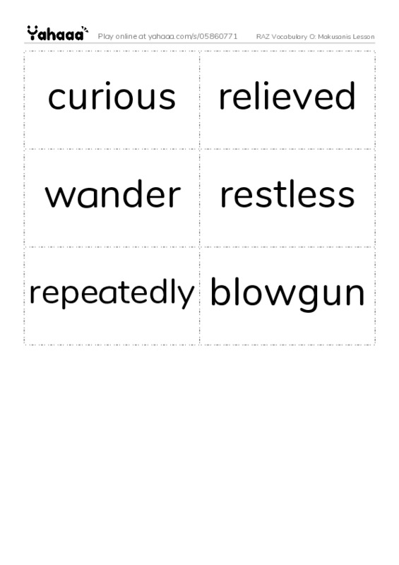 RAZ Vocabulary O: Makusanis Lesson PDF two columns flashcards