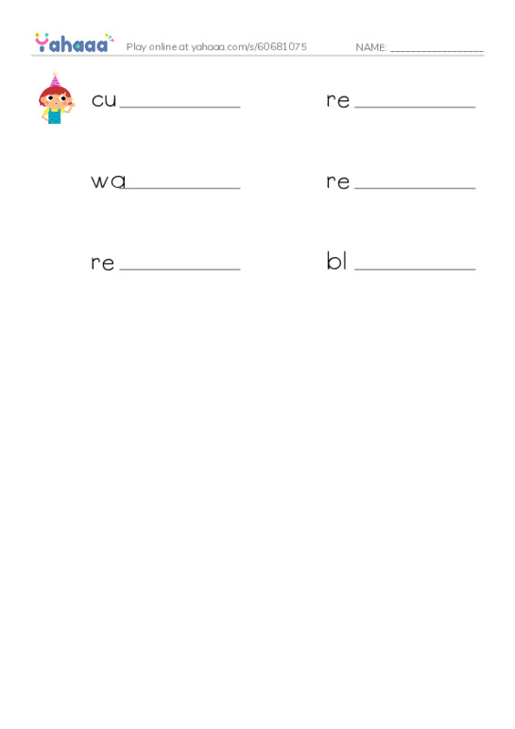RAZ Vocabulary O: Makusanis Lesson PDF worksheet writing row