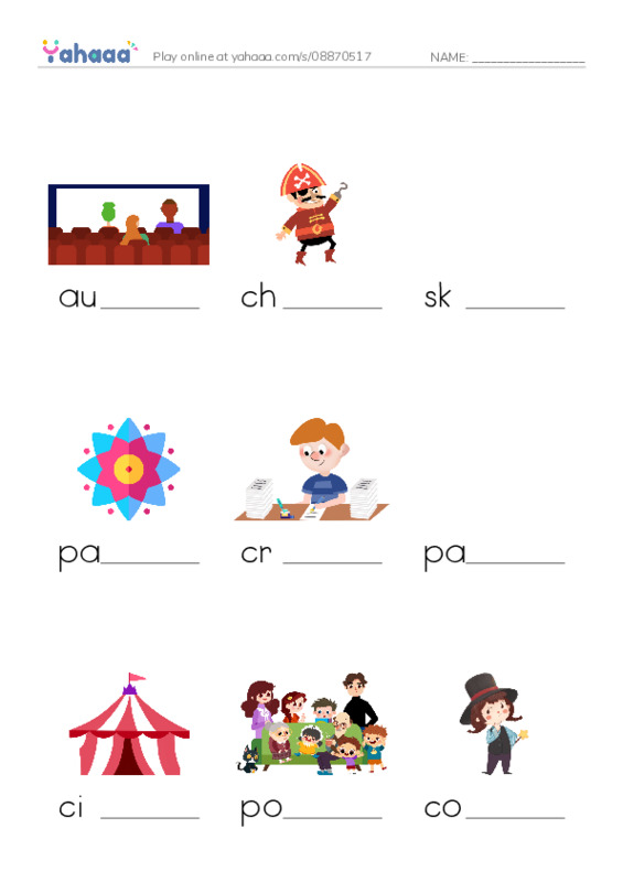 RAZ Vocabulary O: Off to Join the Circus1 PDF worksheet to fill in words gaps