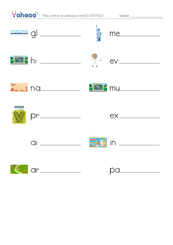 RAZ Vocabulary O: Park Rangers1 PDF worksheet writing row