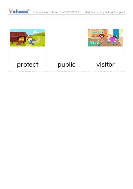 RAZ Vocabulary O: Park Rangers2 PDF flaschards with images