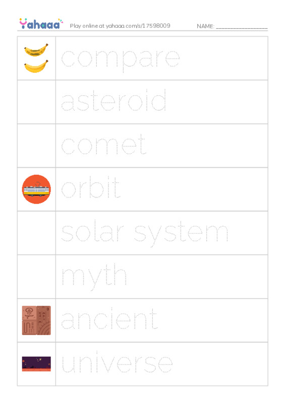 RAZ Vocabulary O: Plutos New Friends PDF one column image words