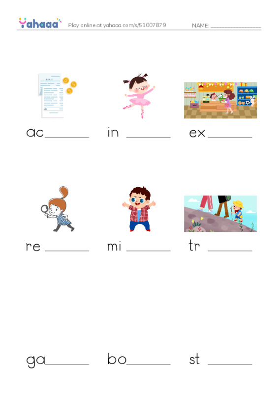 RAZ Vocabulary O: RainyDay Savings PDF worksheet to fill in words gaps