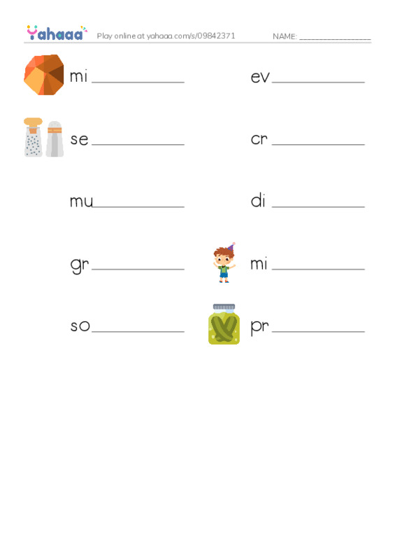 RAZ Vocabulary O: Salt Rocks PDF worksheet writing row
