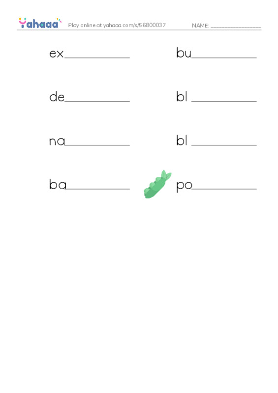 RAZ Vocabulary O: Whales PDF worksheet writing row