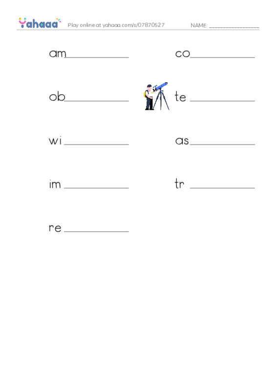 RAZ Vocabulary Q: A Visit to Kitt Peak PDF worksheet writing row