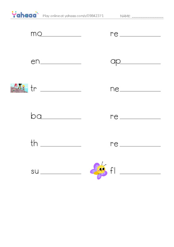 RAZ Vocabulary Q: First Day of School PDF worksheet writing row