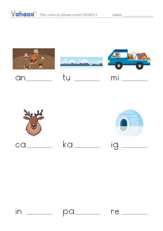 RAZ Vocabulary U: The Inuit Northern Living PDF worksheet to fill in words gaps