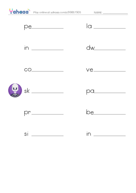 RAZ Vocabulary Z: A New Skyline PDF worksheet writing row