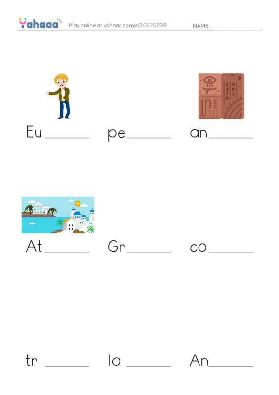 RAZ Vocabulary Z: Acropolis Adventure PDF worksheet to fill in words gaps