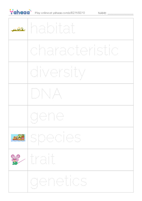 RAZ Vocabulary Z: Genetics at Work PDF one column image words
