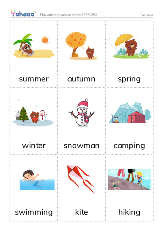 Seasons PDF flaschards with images