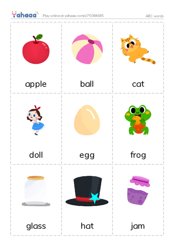 ABC words  PDF flaschards with images
