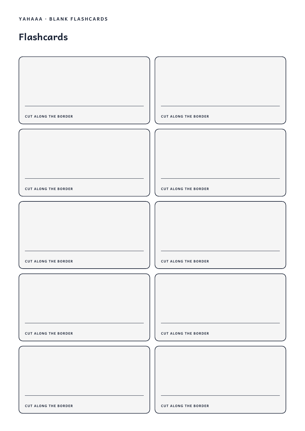 First page of the blank flashcards