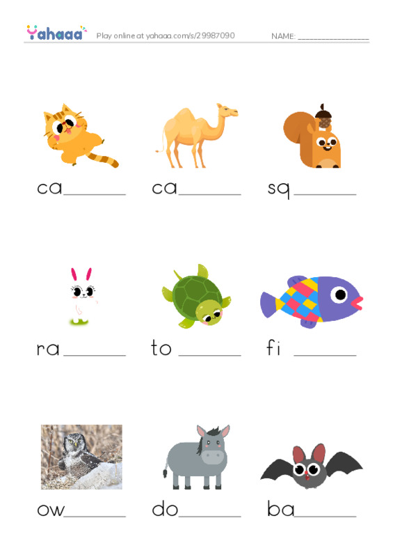 Animals Around Us PDF worksheet to fill in words gaps