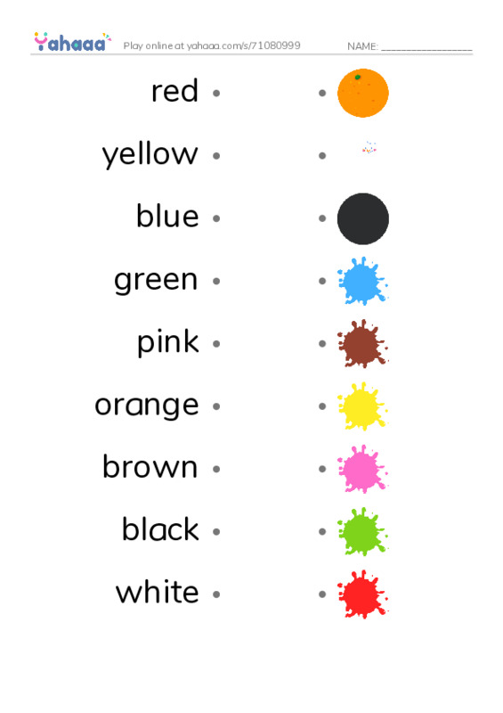 Colors PDF link match words worksheet