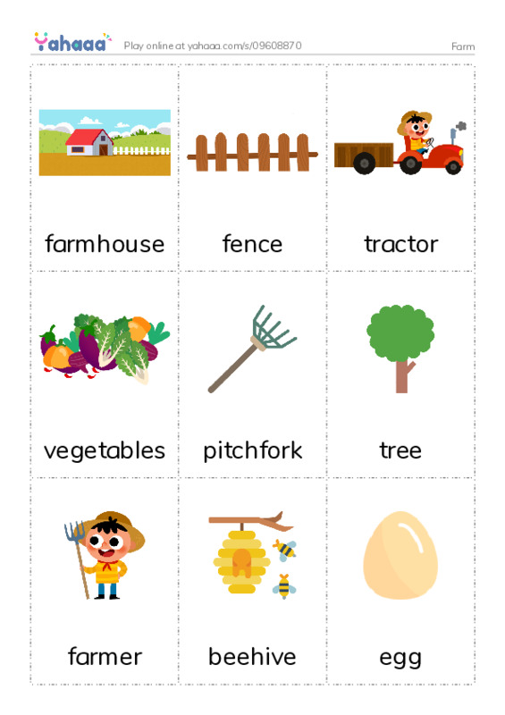 Farm PDF flaschards with images