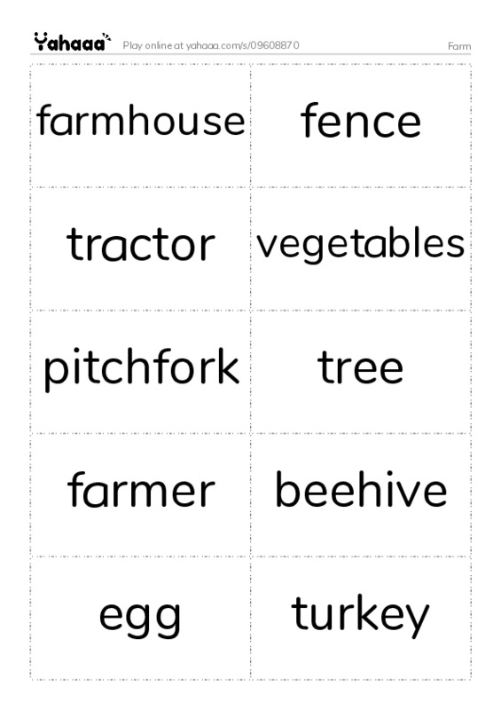 Farm PDF two columns flashcards