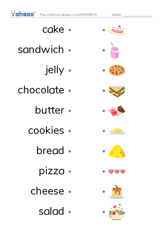 Food and drink PDF link match words worksheet