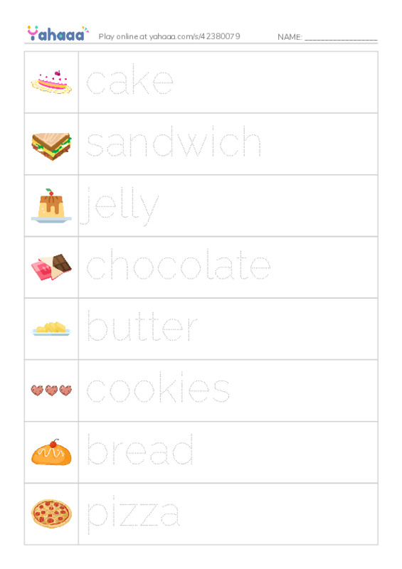 Food and drink PDF one column image words
