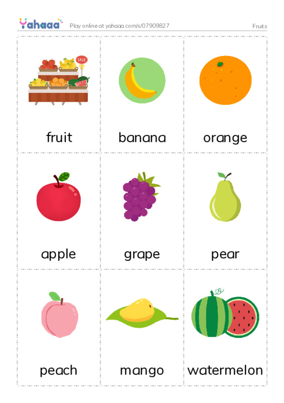Fruits PDF flaschards with images
