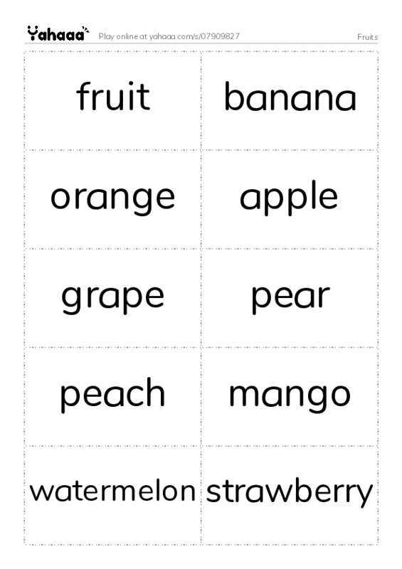 Fruits PDF two columns flashcards
