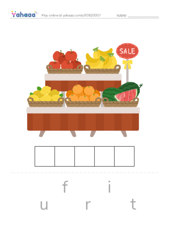 Fruits PDF word puzzles worksheet