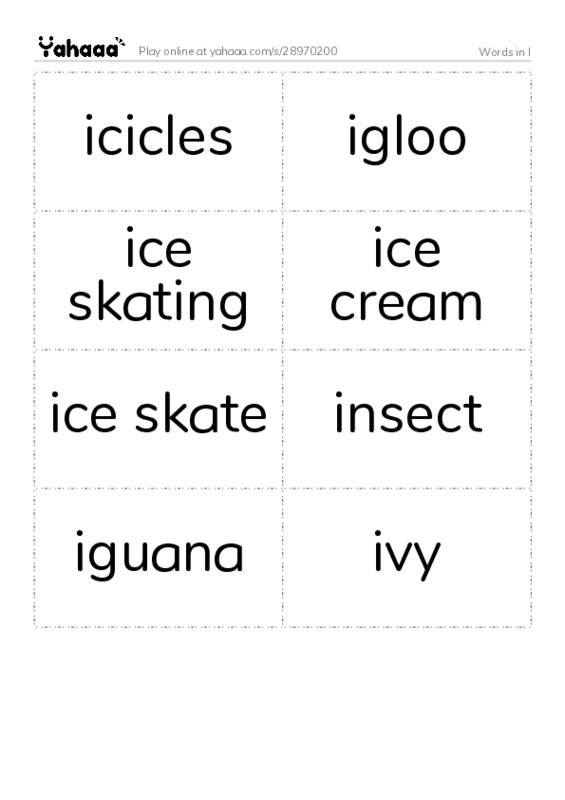 Words in I PDF two columns flashcards