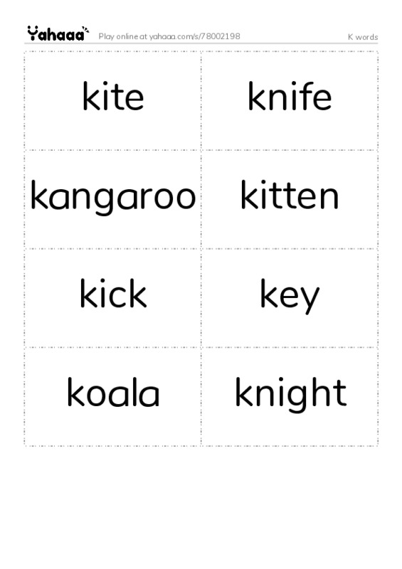 K words PDF two columns flashcards