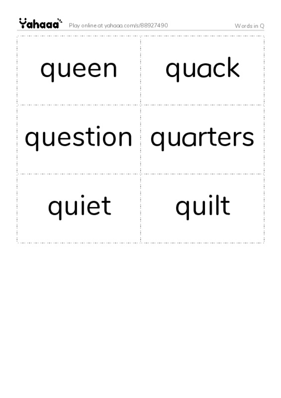 Words in Q PDF two columns flashcards