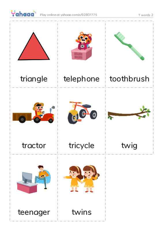 T words 2 PDF flaschards with images