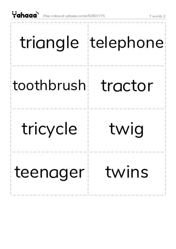 T words 2 PDF two columns flashcards