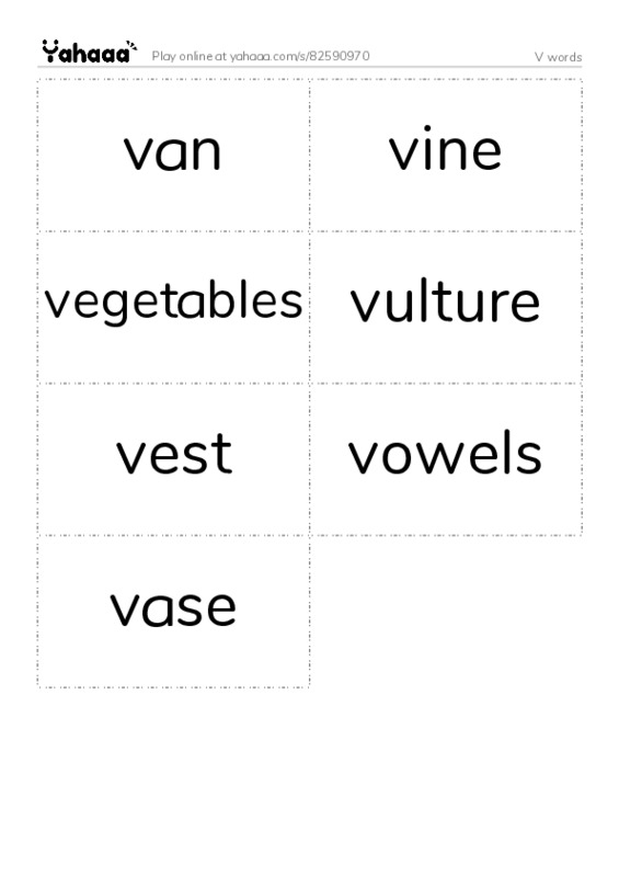 V words PDF two columns flashcards