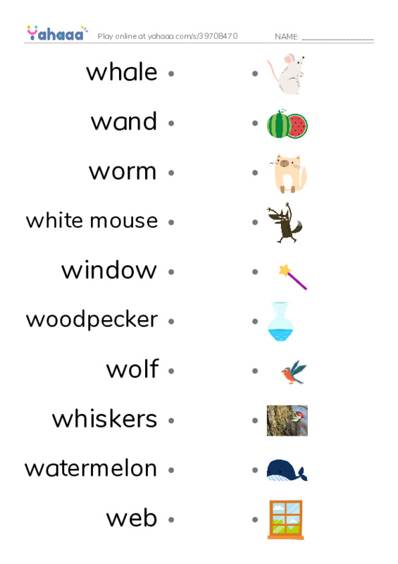 W words PDF link match words worksheet