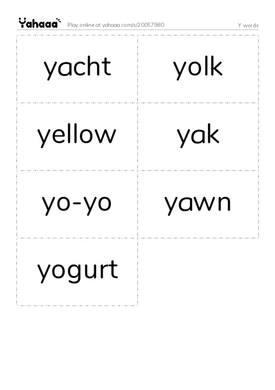 Y words PDF two columns flashcards