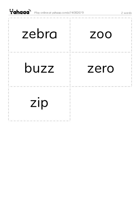 Z words PDF two columns flashcards