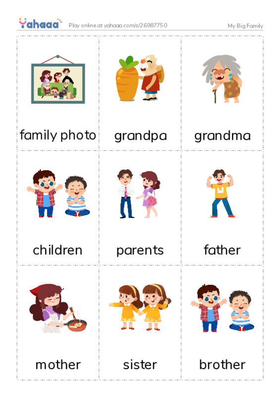 My Big Family PDF flaschards with images